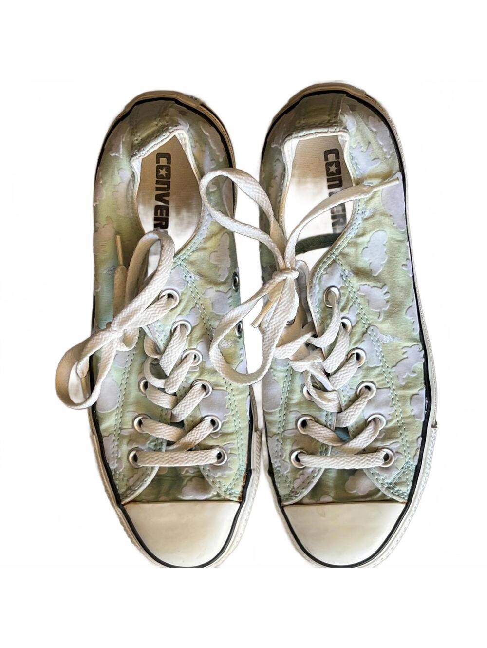 Converse Low Top Light Green Cloud Pattern - Men's Size 6